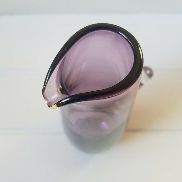 lilac purple vintage Blendo glass cocktail pitcher  Vintage Hand Blown Purple Lilac Glass Pitcher  Dec